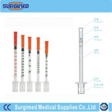 Seringa de insulina descartável unibody médica